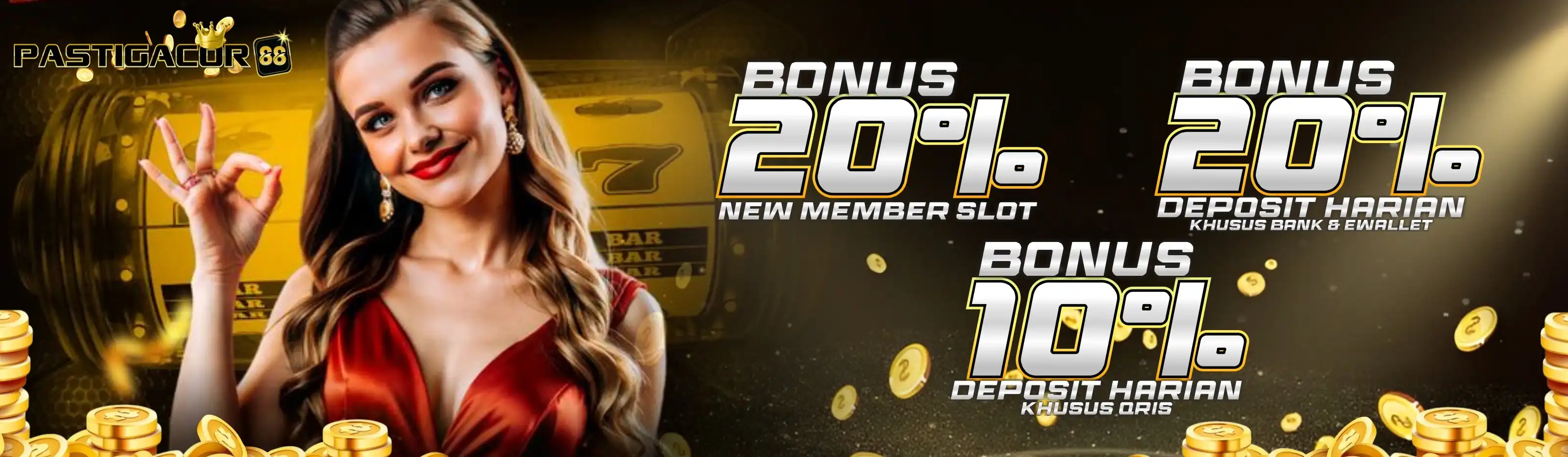 Desain banner bertema kemenangan besar dengan efek visual koin emas